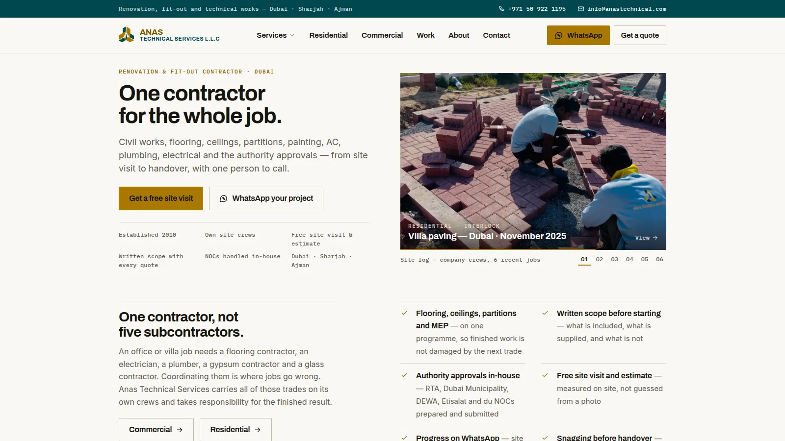Anas Technical Services website built by HanzWeb — desktop view