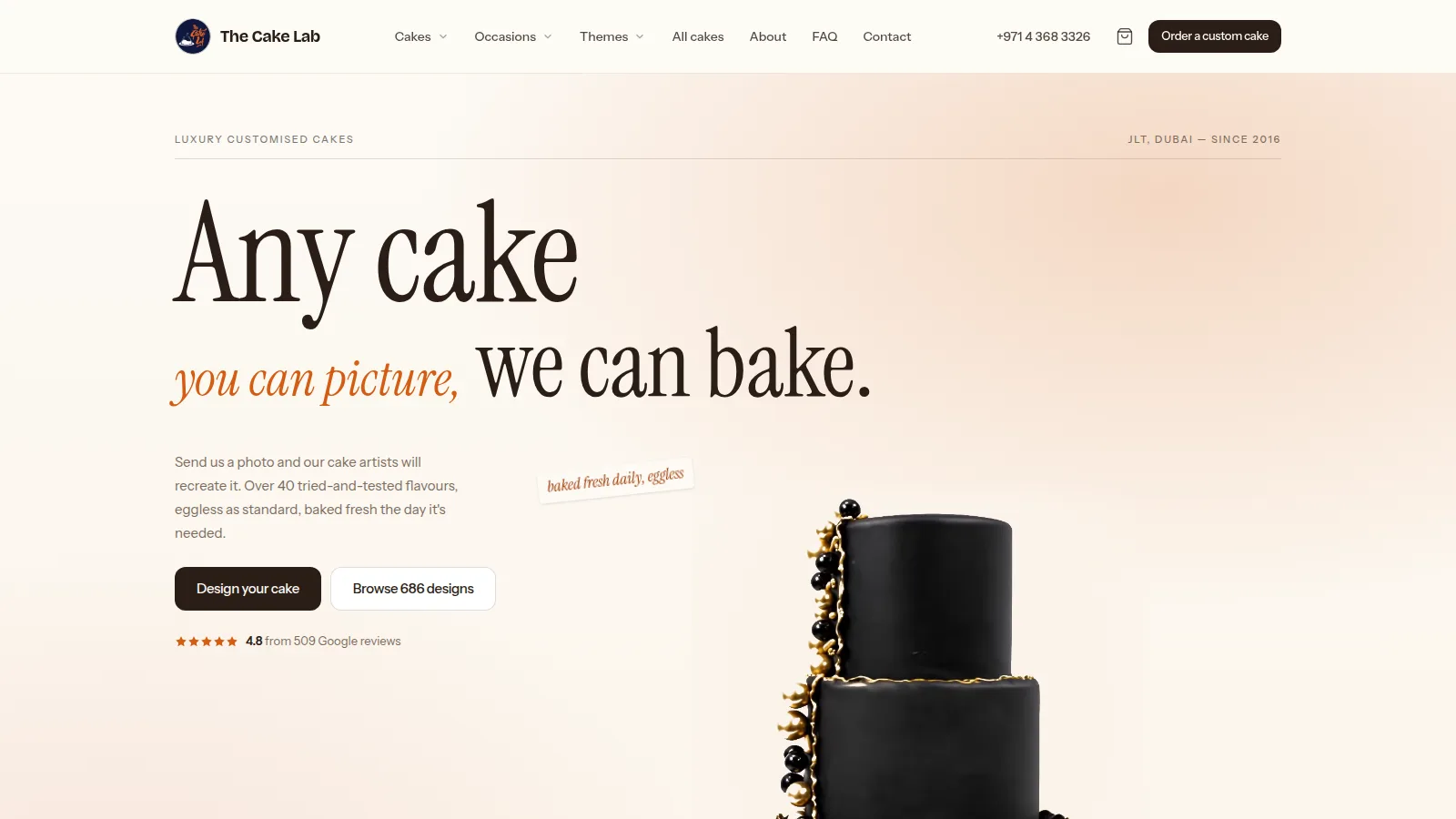 The Cake Lab website built by HanzWeb — desktop view