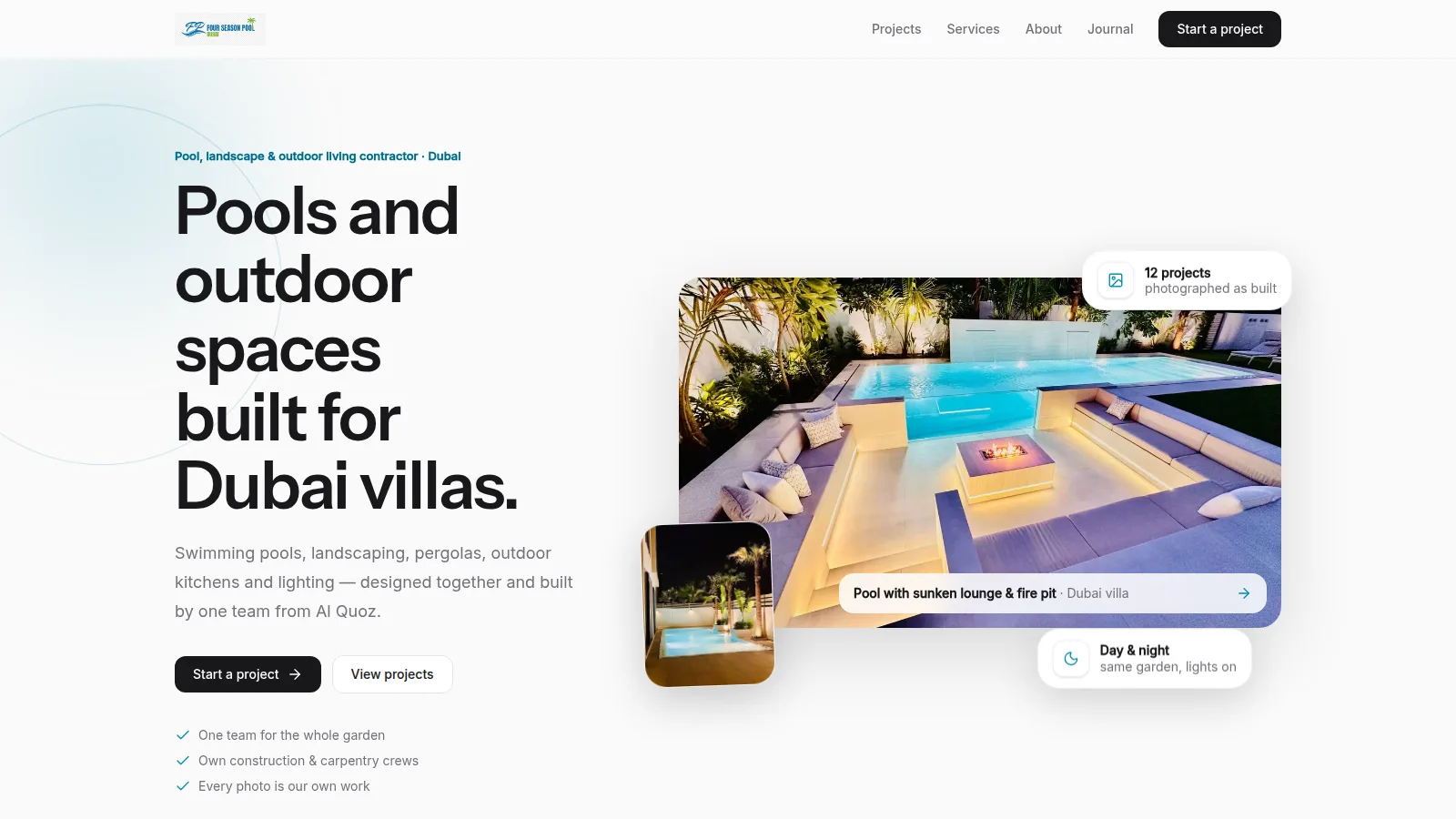 Four Seasons Pool & Gardens website built by HanzWeb — desktop view